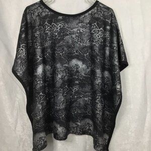 Women's Animal Print Poncho Open Back Black/Silver by Tyche Size Medium